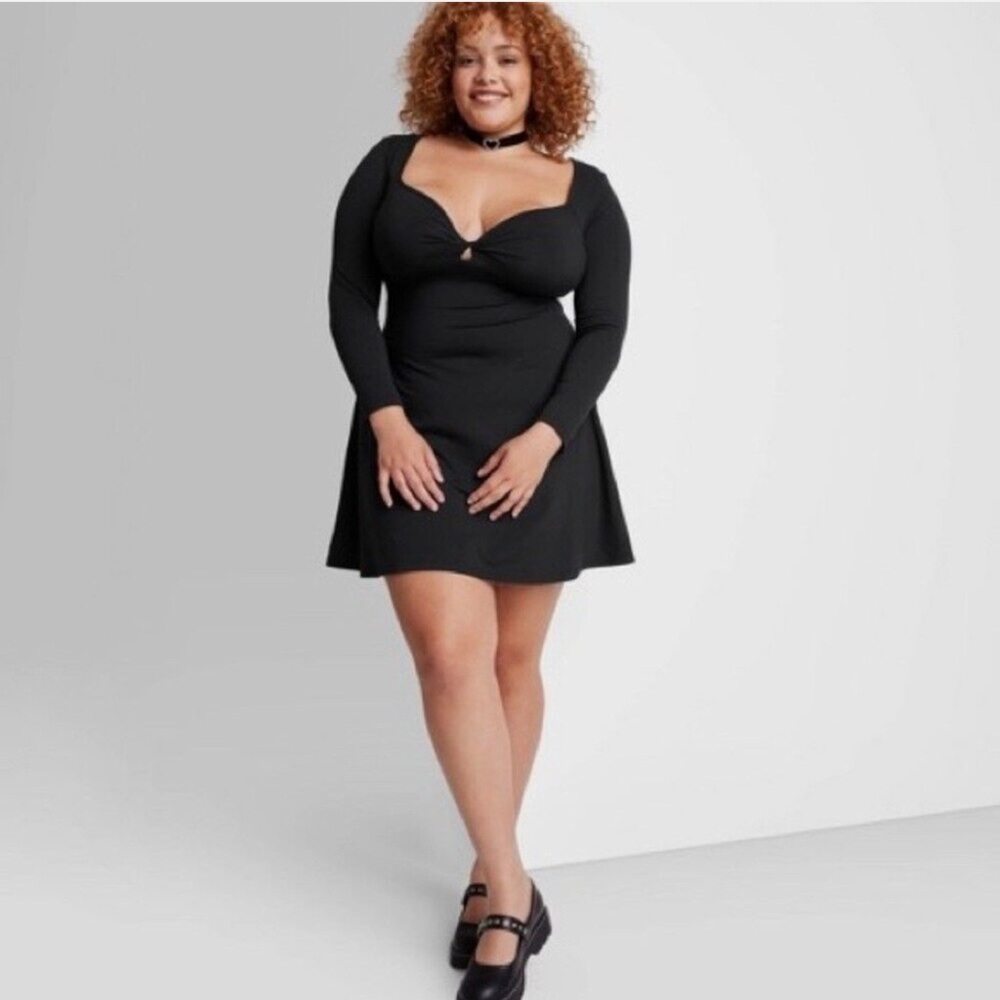 Wild Fable Women's Long Sleeve Twist-Front Mini Knit Dress